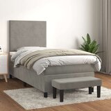 Box spring postelja z vzmetnico svetlo siva 90x200 cm žamet, (20791630) | Shoptok.si