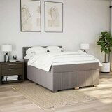  Box spring postelja z vzmetnico taupe 160x200 cm blago | Shoptok.si