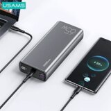 Usams zunanja baterija powerbank 30.000 mAh US-CD165 Quick Charge / PD 65W z LCD-jem / 3x izhod - črn | Shoptok.si