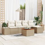 vidaXL 6-dijelni vrtni sofa set s jastučićima bež poli ratan akacija Cijene