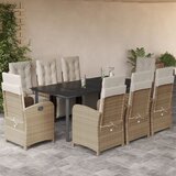  9-dijelni vrtni blagovaonski set od poliratana s jastucima bež Dužina stola 200 cm | shoptok.hr