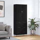 vidaXL Visoka komoda črna 69,5x34x180 cm inženirski les | Shoptok.si