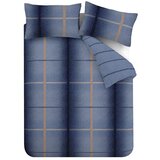 Catherine Lansfield Temno modra podaljšana flanelna posteljnina za zakonsko posteljo 230x220 cm Melrose Tweed Check – u