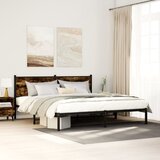 Maison Chic Kovinski Posteljni okvir - Dvoposteljna postelja - Zakonska postelja brez vzmetnice dimljen hrast 180x200cm, (21693577) | Shoptok.si