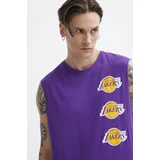 New Era Bombažna kratka majica moška, vijolična barva, LOS ANGELES LAKERS