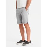 Ombre Men's classic chino shorts with rolled up leg - grey | shoptok.hr