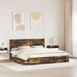  Postelja s shranjevanjem z vzglavjem Dimljeni oreh 180 x 200 cm, (5000106026) | Shoptok.si