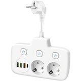  Podaljšek z razdelilcem 2 vtičnici + 3 USB + 1USB-C 0,2m bel | Shoptok.si