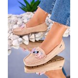 Resti Openwork light brown women's moccasins with decorative crystals Cizzas | Shoptok.si