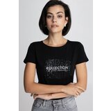 Legendww ženska crna majica sa printom i sjajnim efektom 7343-9566-06 | ePonuda.com