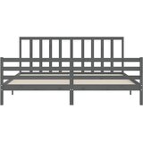  Okvir za krevet s uzglavljem sivi 200 x 200 cm od masivnog drva | shoptok.hr