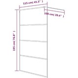 Pregrada za tuš crna 115 x 195 cm s napola mutnim staklom ESG | shoptok.hr