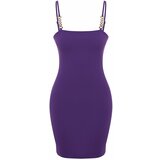 Trendyol Purple Form-fitting Elegant Evening Dress with Knitted Accessories Cene