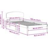  Krevet sa Naslonom Vosak Smeđi 90x190 cm Čvrsta Borovina | shoptok.hr