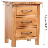 vidaXL Nočna omarica 3 predali 40x30x54 cm trdna hrastovina | Shoptok.si