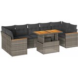 vidaXL Vrtna sedežna garnitura z blazinami 8-delna siv ratan/akacija, (21781796) | Shoptok.si