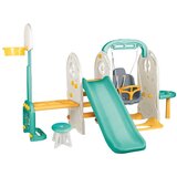 Dolu Set za dvorište - 7 u 1 - Tobogan + Koš + Ljuljaška + Gol + Stočić 1 i 2 + stolica ( 026248 ) | ePonuda.com