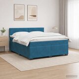 Krevet s box springom madracem i LED-om Plava 140 x 190 cm - Plava 140 x 190 cm Prošiveno gumbima Cijene