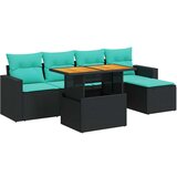 vidaXL Vrtna garnitura - 6-dijelni set vrtnih sofa s jastucima crni od poliratana - Crna sa spremištem 1 | shoptok.hr