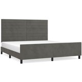  The Living Store Posteljni okvir z vzglavjem temno siv 160x200 cm žamet - Posteljni Okvir Z Vzglavjem, (21455835) | Shoptok.si