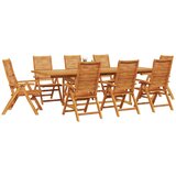  Vrtni set za objed 9 kom. Smeđa Čvrsto drvo akacije 240 x 100 x 75 cm | shoptok.hr