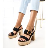 D/CEO Black block-heeled sandals adorned with a buckle Elevira | shoptok.hr