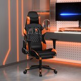 vidaXL Gaming stol z oporo za noge črno in oranžno umetno usnje | Shoptok.si