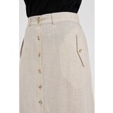 Marisse Beige Linen Midi Skirt | Shoptok.si