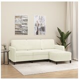 vidaXL Trosjed s tabureom krem 180 cm baršunasti u