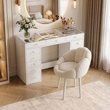 Hanah home set toaletnog stola i stolice Eloria, 120 cm, beli Cene
