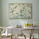  Slika - Watercolor Botanical Motif Delicate Green-Beige Leaves 60x40 U prirodnom drvenom okviru | shoptok.hr