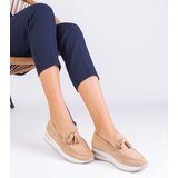 Gemre Beige women's platform loafers with embellishment Selerina Cene