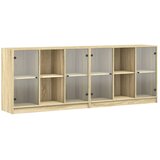  Regal za knjige s vratima boja hrasta 204 x 37 x 75 cm drveni Smeđa | Shoptok.si
