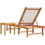  Ležaljka za sunčanje sa stolićem sive od bagrema i tekstilena | shoptok.hr