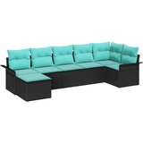 vidaXL Vrtna sedežna garnitura z blazino 7 pcs Črna poli ratan, (5000144875) | Shoptok.si