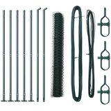 vidaXL Zelena šestkotna ograja 1.2x10 m iz jekla, Ograjne palice s podnožjem 7 kos Ø32mm 68.5cm galvanizirano jeklo | Shoptok.si