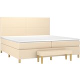  Krevet s oprugama i madracem krem 200 x 200 cm od tkanine | shoptok.hr