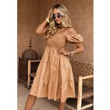 Beloved Sariya obleka iz bombaža camel | Shoptok.si