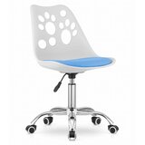  Okretna stolica od bijele i plave umjetne kože s kromiranim postoljem Cijene
