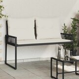  Zunanja klop z blazino 4 pcs Črna in krem bela poli ratan, (5000273012) | Shoptok.si