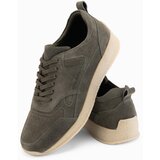 Ombre Lightweight suede men's sports style sneakers - olive | ePonuda.com