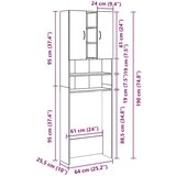 vidaXL Ormar za perilicu rublja Artisan hrast 64x25,5x190 cm | shoptok.hr