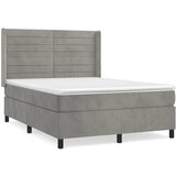 The Living Store Box spring postelja z vzmetnico svetlo siva 140x200 cm žamet - Box Spring Postelja, (21492896) | Shoptok.si