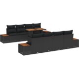vidaXL 9-dijelni Vrtni Sofa Set s Jastučićima Crni Poli Ratan | shoptok.hr