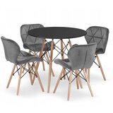 BOLZZ torino Okrugli Sto 80 cm Crni + FERRA trpezarijske Stolice set 4 komada, Sivi Cene