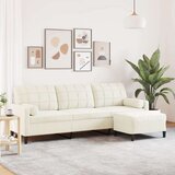 vidaXL Trosjed s tabureom Krem 210 cm baršunasti | shoptok.hr