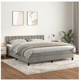  Box spring postelja z vzmetnico svetlo siva 160x200 cm žamet | Shoptok.si