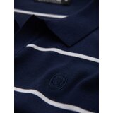 Ombre Men's horizontal striped polo shirt with viscose - navy blue and white | ePonuda.com