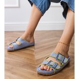 D/CEO Blue flip-flops with buckles and embroidery on straps Kim | Shoptok.si