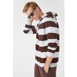 Koton Men's Brown Striped Sweatshirt Cene